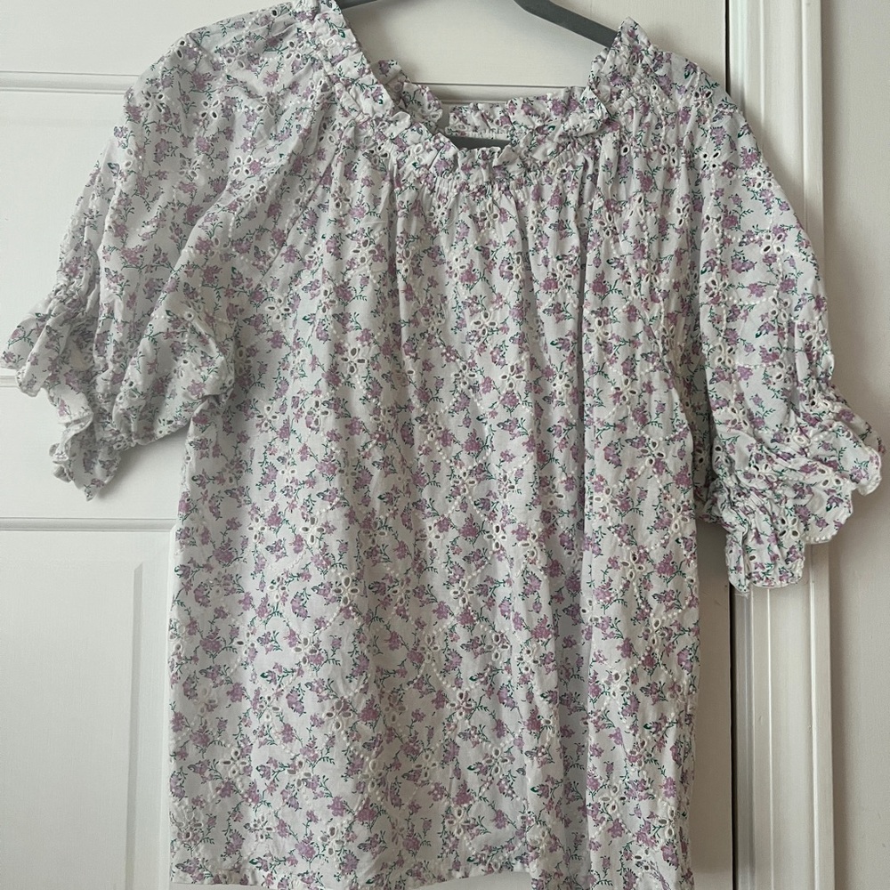 Floral Ruffle Sleeve Women's Top
